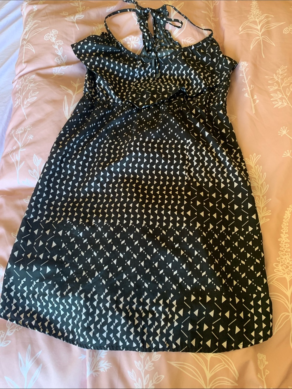 ROXY Black & White Triangle Print Halter Dress